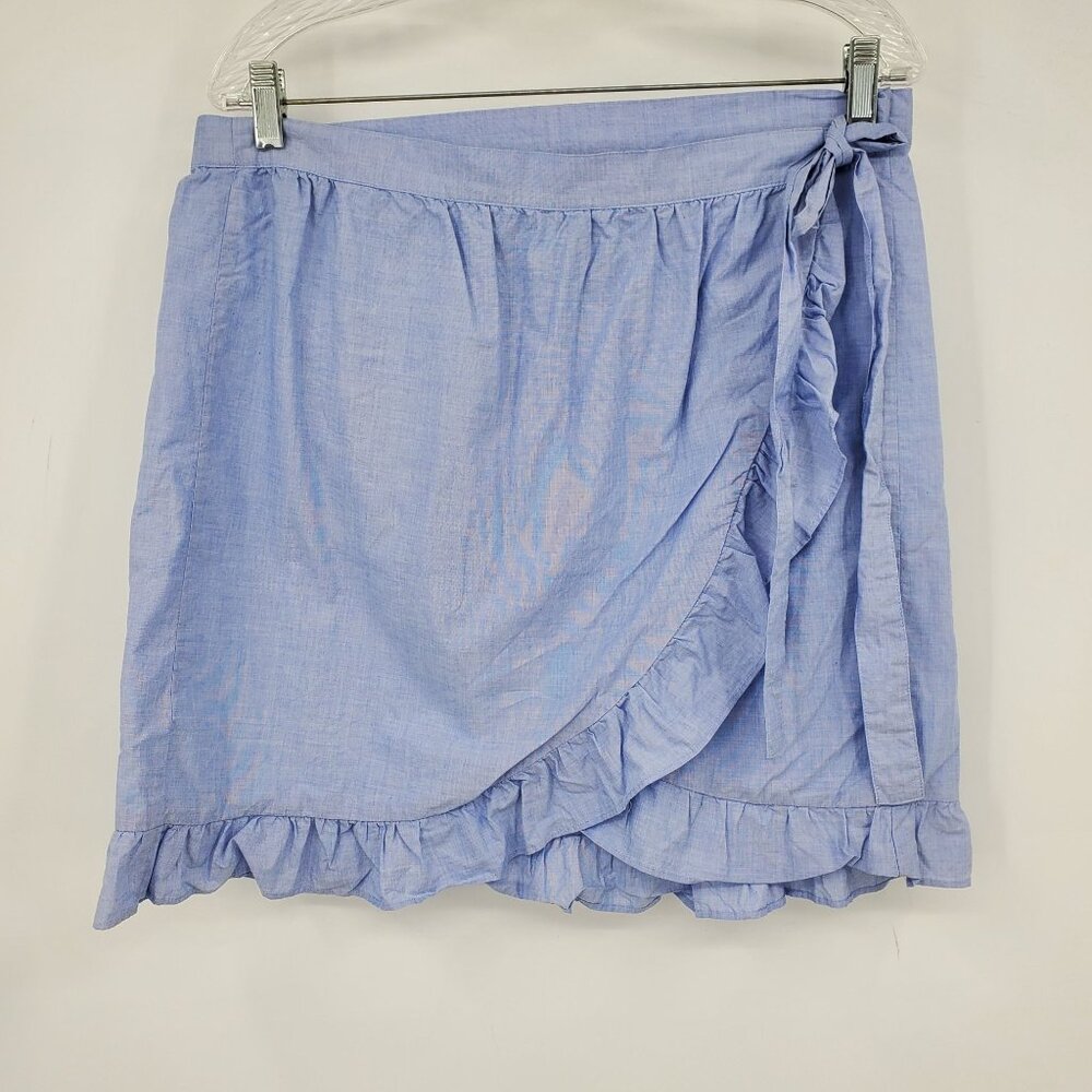 J. Crew Light Blue Ruffle Wrap Mini Skirt